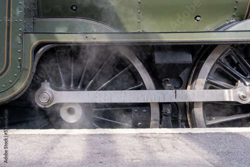 steam train wheels close up 