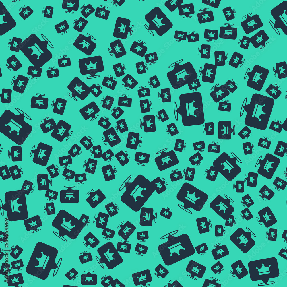 Black King crown icon isolated seamless pattern on green background. Vector Black King crown icon isolated seamless pattern on green background. Vector