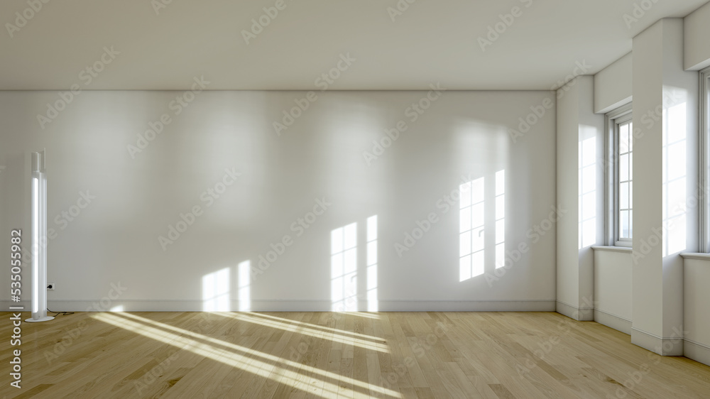 Obraz premium Illustration 3D rendering large luxury modern bright interiors Living room mockup computer digitally generated image