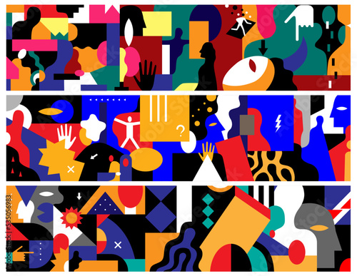 Psychology people abstract vector illustration set