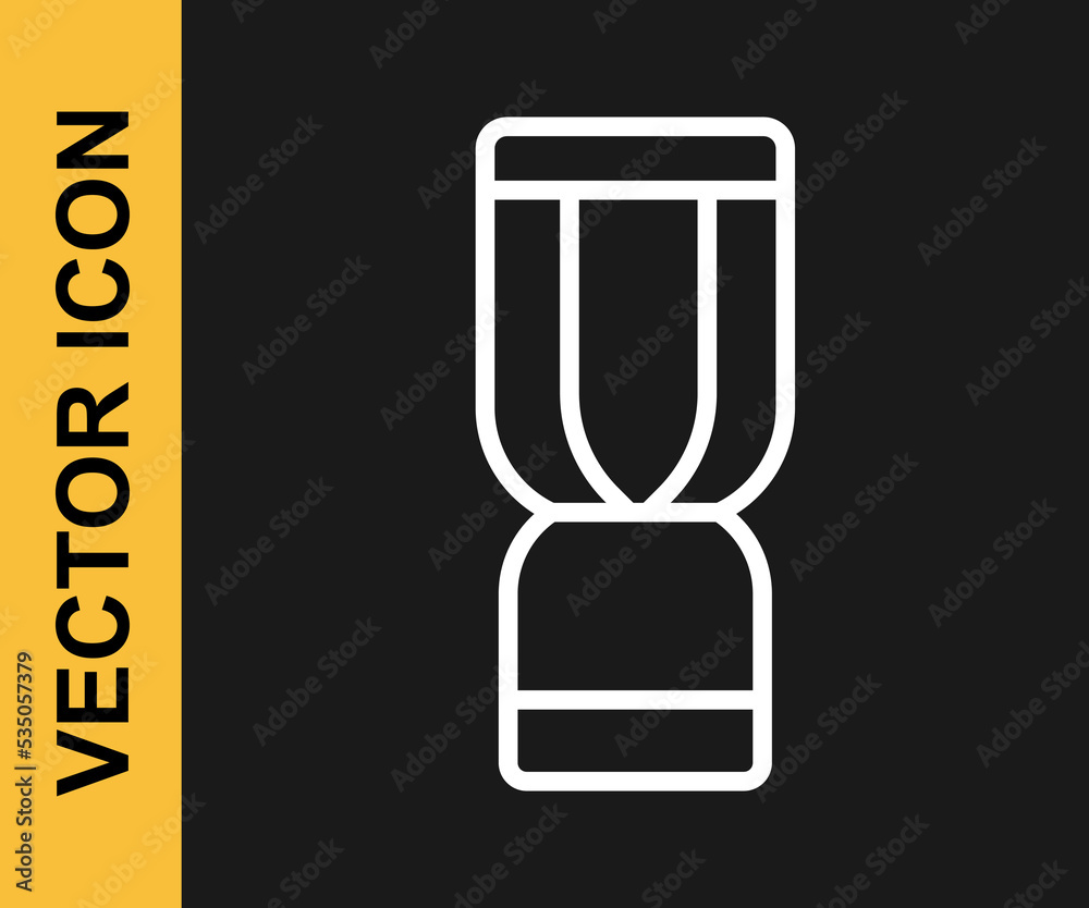 White line African djembe drum icon isolated on black background. Musical instrument. Vector White line African djembe drum icon isolated on black background. Musical instrument. Vector