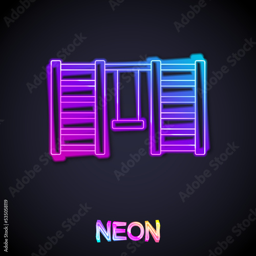 Glowing neon line Wooden Swedish wall icon isolated on black background. Swedish stairs. Vector