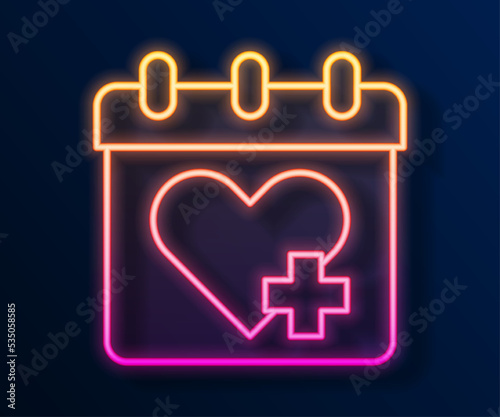 Glowing neon line Doctor appointment icon isolated on black background. Calendar, planning board, agenda, consultation doctor. Vector