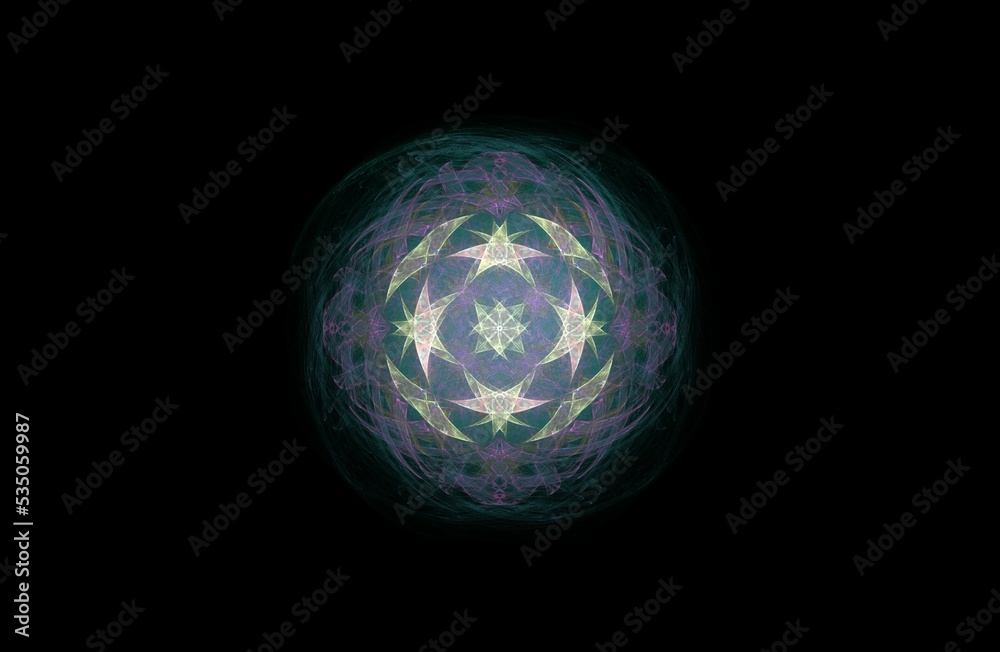 abstract fractal green red object on black abstract fractal green red object on black