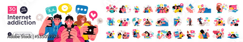 Modern social media problems, peculiarities and differences. Concept business illustrations. Vector