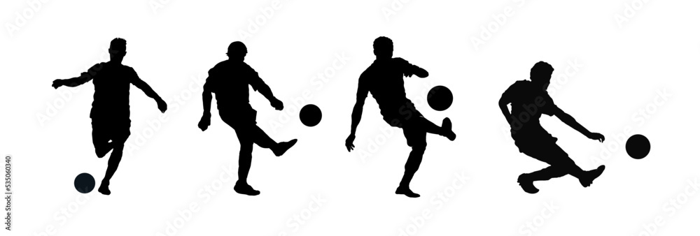 set of silhouettes of football player set of silhouettes of football player