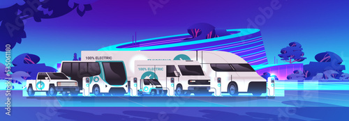 electric transport charging battery vehicles at recharging power station charger EV management sustainable transport
