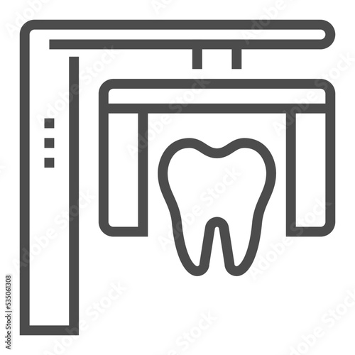 Tooth x ray, pixel perfect, editable stroke, up scalable square line vector icon.