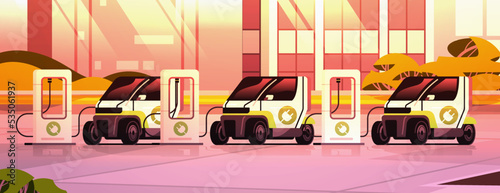 electric smart city cars charging battery vehicles at recharging power station charger EV management