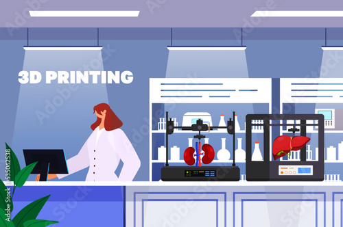 doctor controlling human transplantation organ models prints on 3d bio printer medical printing biological engineering