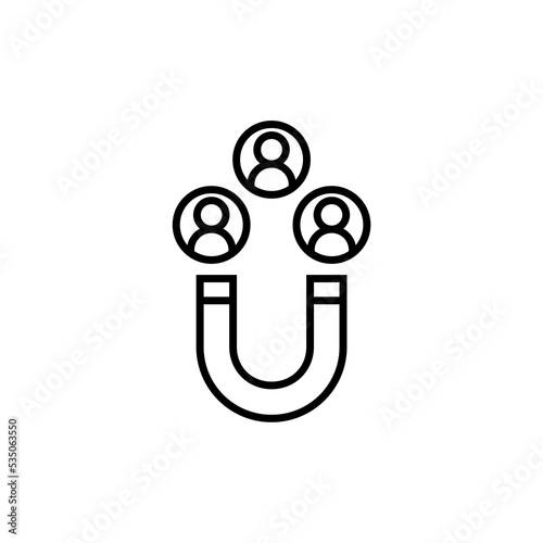 Customer people attracting with magnet line icon
