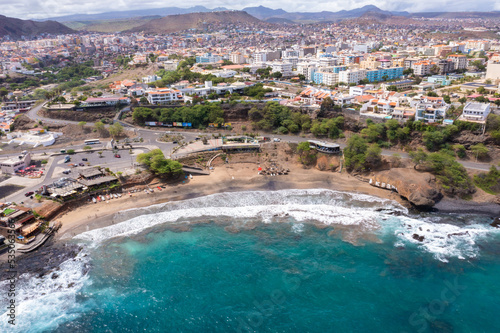 Aerial view of Kebra Kanela - Quebra Canela beach in Praia - Santiago - Capital of Cape Verde Islands - Cabo Verde