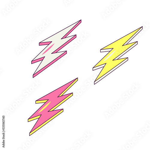 Multicolor Lightning Decorative Elements in Retro Groove Style Sticker