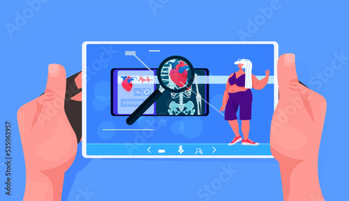 doctor hands examining female patient heart X-ray health care medical treatment concept