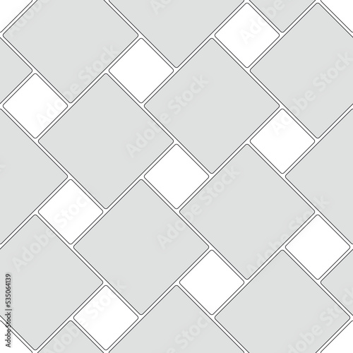 Seamless pattern of paving slabs. Large and small squares. Simple wallpaper with diagonal geometric print. Monochrome vector background.