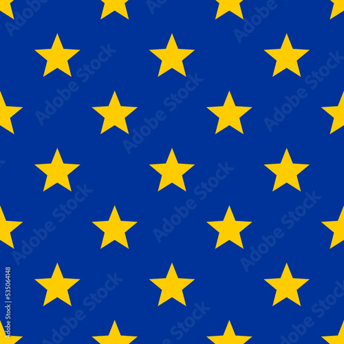 Starry sky seamless pattern. True colors flag European Union backgrounds. Simple geometric prints wallpaper.