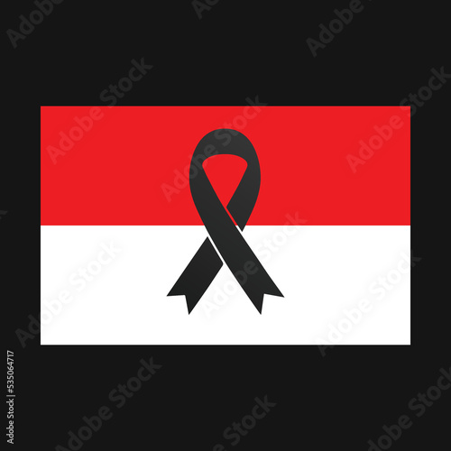 Mourning Indonesia vector sign design. Isolated crape with Indonesia flag sticker label