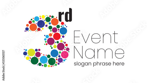 annual event or summit title starting with a number of order made with random colorful circles - 3rd