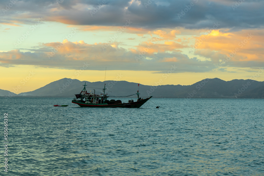Boat at sunset in Samui