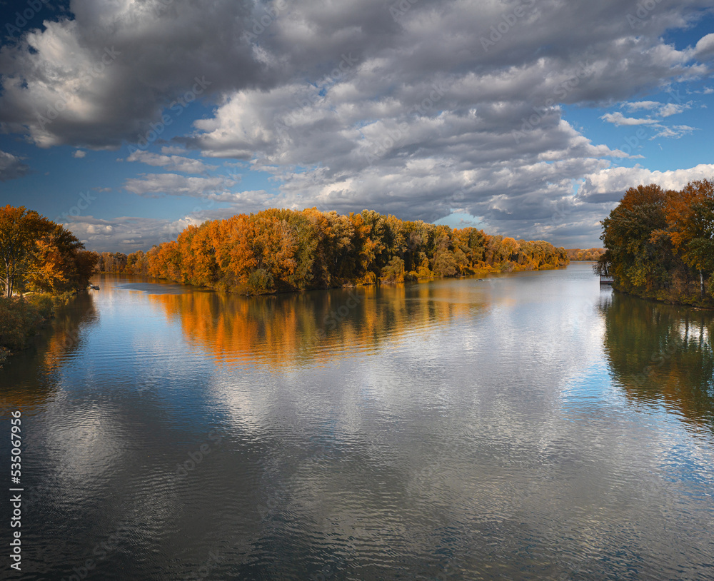 Tisza river at Tokaj in autumn