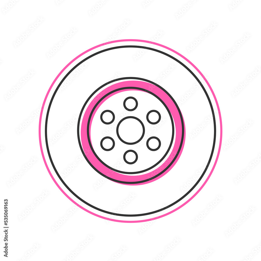 Filled outline Alloy wheel for a car icon isolated on white background. Vector Filled outline Alloy wheel for a car icon isolated on white background. Vector