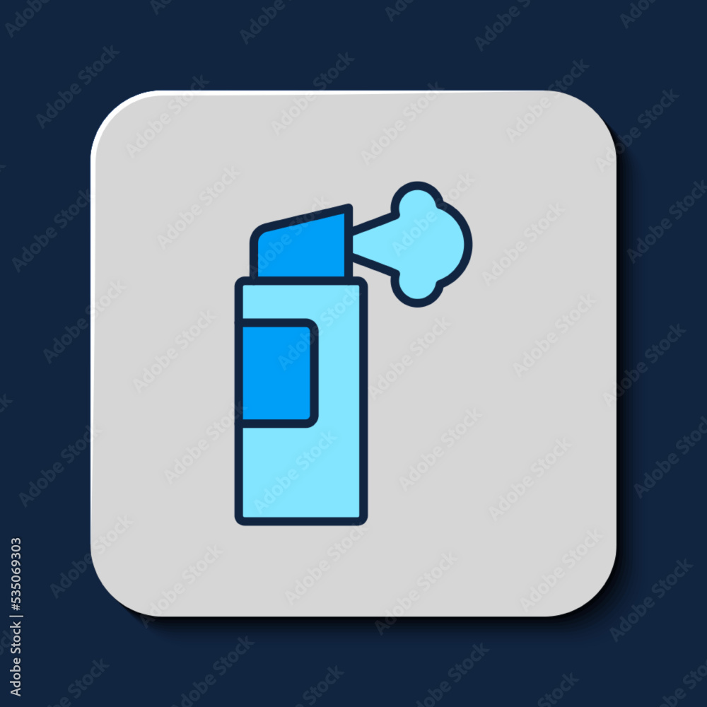 Filled outline Pepper spray icon isolated on blue background. OC gas. Capsicum self defense aerosol. Vector Filled outline Pepper spray icon isolated on blue background. OC gas. Capsicum self defense aerosol. Vector
