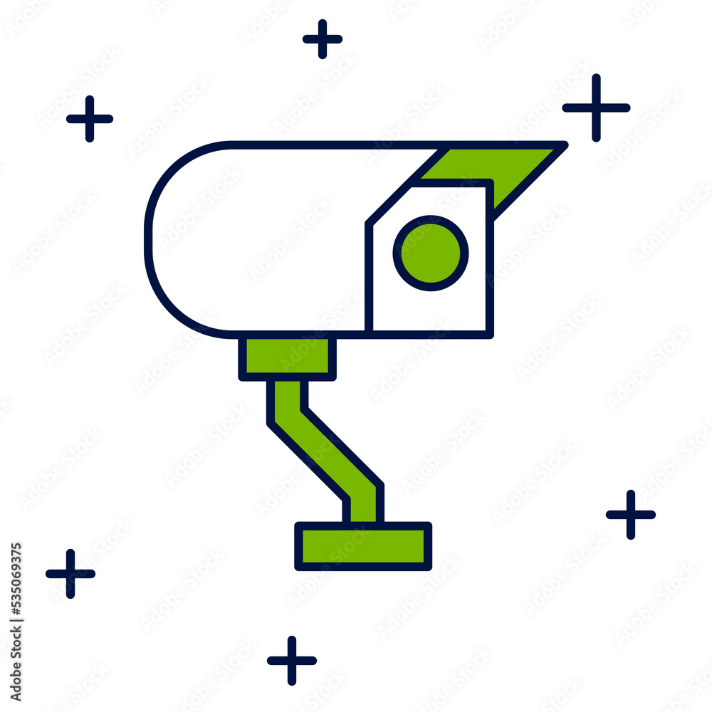 Filled outline Security camera icon isolated on white background. Vector Filled outline Security camera icon isolated on white background. Vector