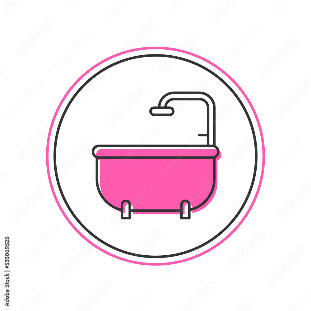 Filled outline Bathtub icon isolated on white background. Vector Filled outline Bathtub icon isolated on white background. Vector
