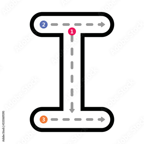 Tracing Alphabet uppercase capital letter I prewriting dotted line element for kindergarten, preschool and Montessori school kids worksheet for handwriting practice activity.