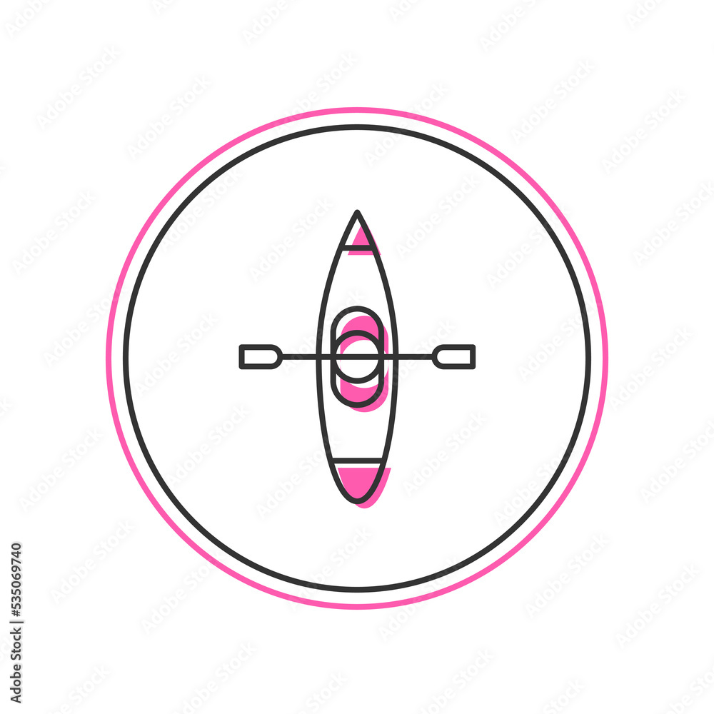Filled outline Kayak and paddle icon isolated on white background. Kayak and canoe for fishing and tourism. Outdoor activities. Vector