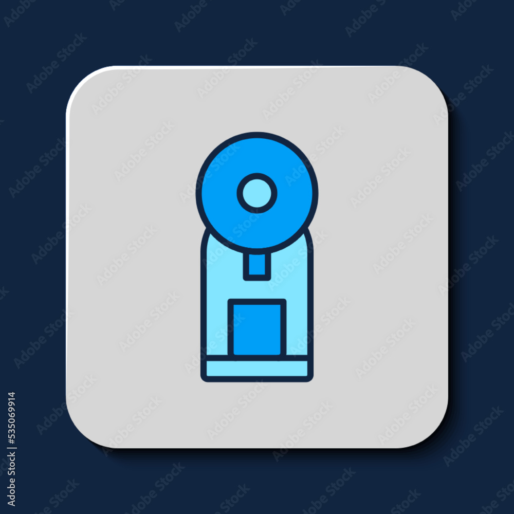 Filled outline Smart coffee machine system icon isolated on blue background. Internet of things concept with wireless connection. Vector Filled outline Smart coffee machine system icon isolated on blue background. Internet of things concept with wireless connection. Vector