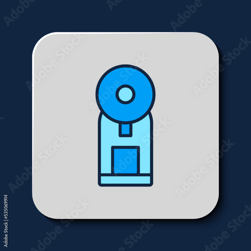 Filled outline Smart coffee machine system icon isolated on blue background. Internet of things concept with wireless connection. Vector