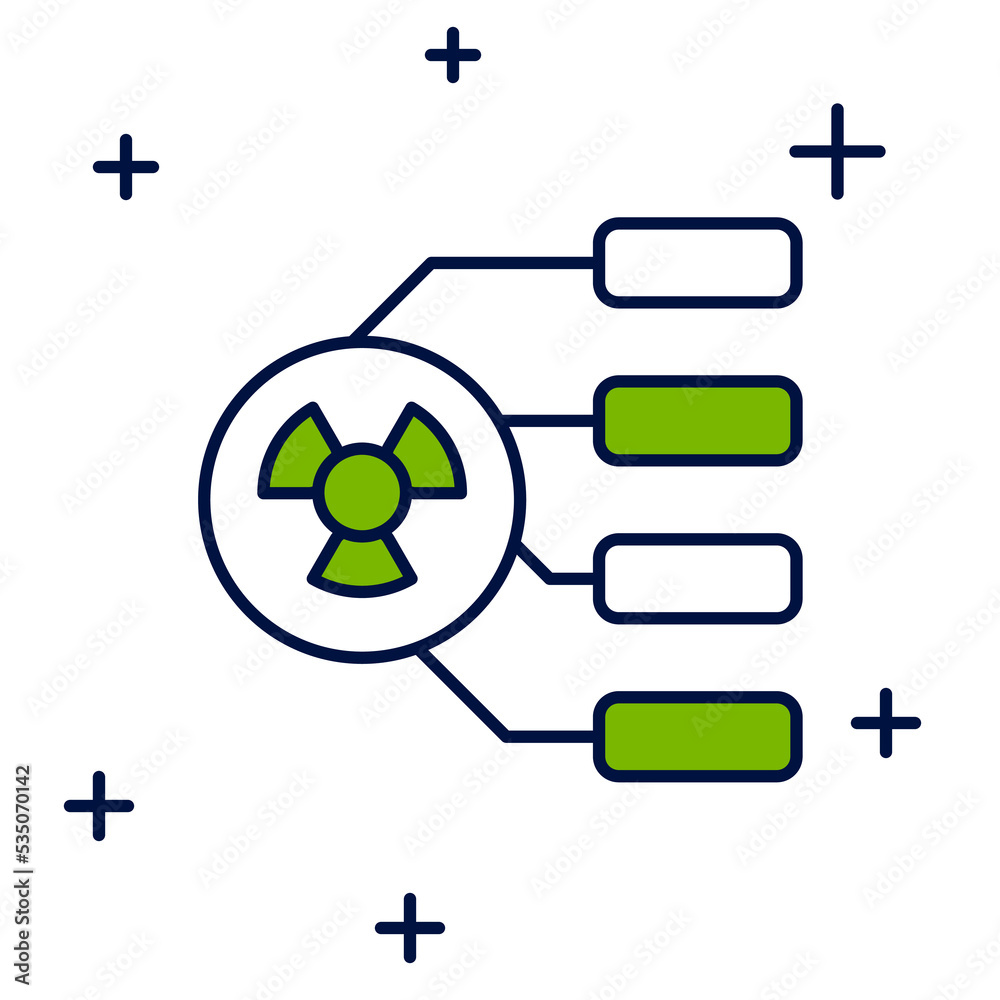 Filled outline Radioactive icon isolated on white background. Radioactive toxic symbol. Radiation hazard sign. Vector