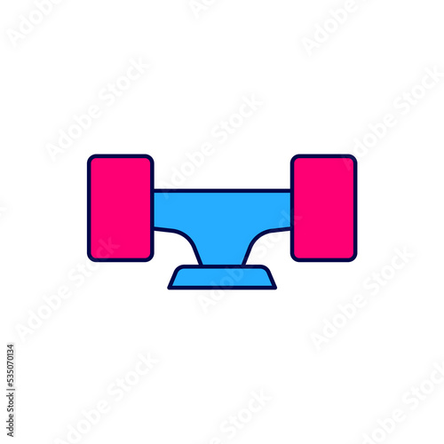 Filled outline Skateboard wheel icon isolated on white background. Skateboard suspension. Skate wheel. Vector