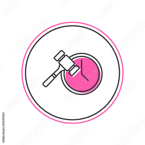Filled outline Auction hammer icon isolated on white background. Gavel - hammer of judge or auctioneer. Bidding process, deal done. Auction bidding. Vector