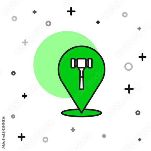 Filled outline Auction hammer icon isolated on white background. Gavel - hammer of judge or auctioneer. Bidding process, deal done. Auction bidding. Vector