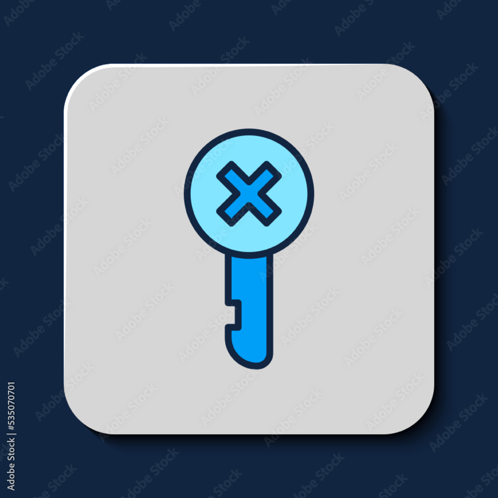 Filled outline Wrong key icon isolated on blue background. Vector Filled outline Wrong key icon isolated on blue background. Vector