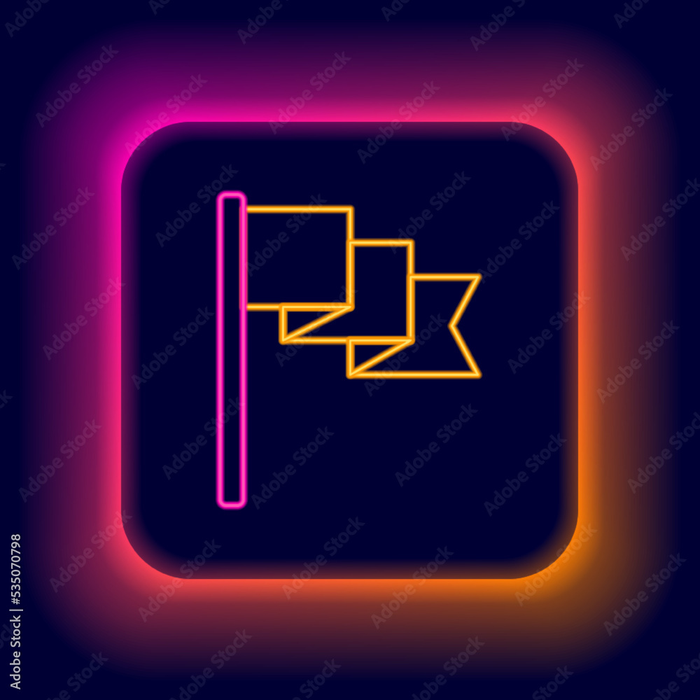 Glowing neon line Flag icon isolated on black background. Location marker symbol. Colorful outline concept. Vector Glowing neon line Flag icon isolated on black background. Location marker symbol. Colorful outline concept. Vector