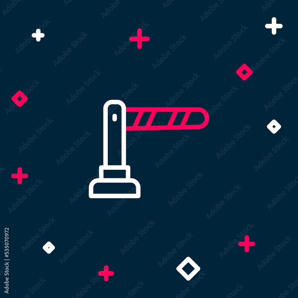 Line Railway barrier icon isolated on blue background. Colorful outline concept. Vector Line Railway barrier icon isolated on blue background. Colorful outline concept. Vector