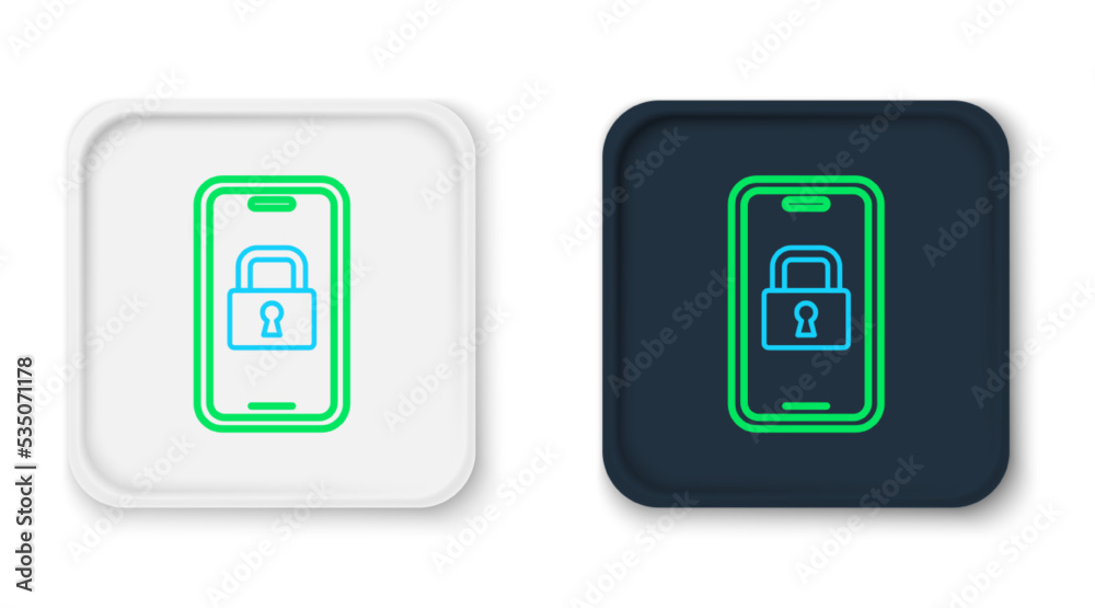 Line Digital door lock with wireless technology for lock icon isolated on white background. Door handle sign. Security smart home. Colorful outline concept. Vector Line Digital door lock with wireless technology for lock icon isolated on white background. Door handle sign. Security smart home. Colorful outline concept. Vector