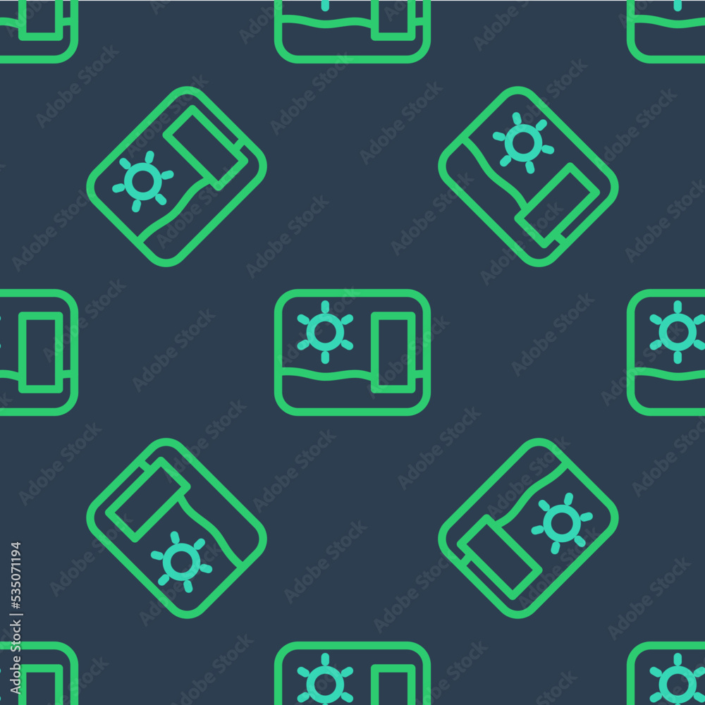 Line Travel postcard icon isolated seamless pattern on blue background. Tourist greeting card. Vector Line Travel postcard icon isolated seamless pattern on blue background. Tourist greeting card. Vector
