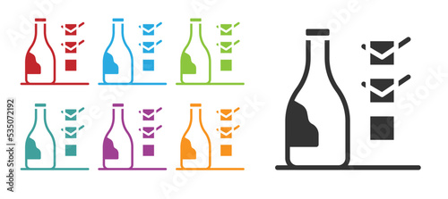 Black Bottle of wine icon isolated on white background. Set icons colorful. Vector