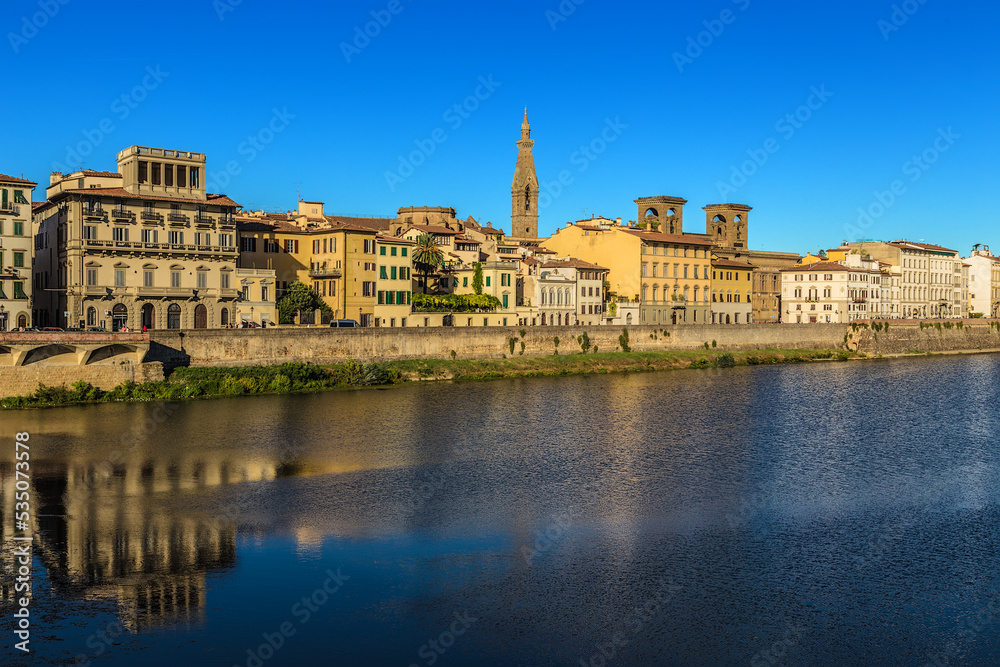 Florence, Italy. Scenic view of the embankment of the Arno river