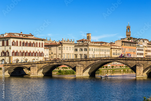 Florence, Italy. Bridge Ponte alla Carraia over the Arno river  photo