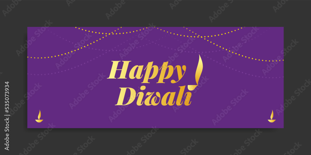happy diwali banner Gold and purple 02