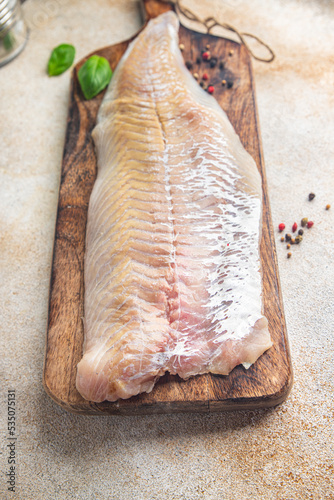 Cuadro en lienzo saithe fresh fish fillet raw seafood healthy meal food snack on the table copy s