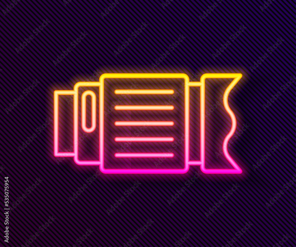 Glowing neon line Camera photo lens icon isolated on black background. Vector Glowing neon line Camera photo lens icon isolated on black background. Vector