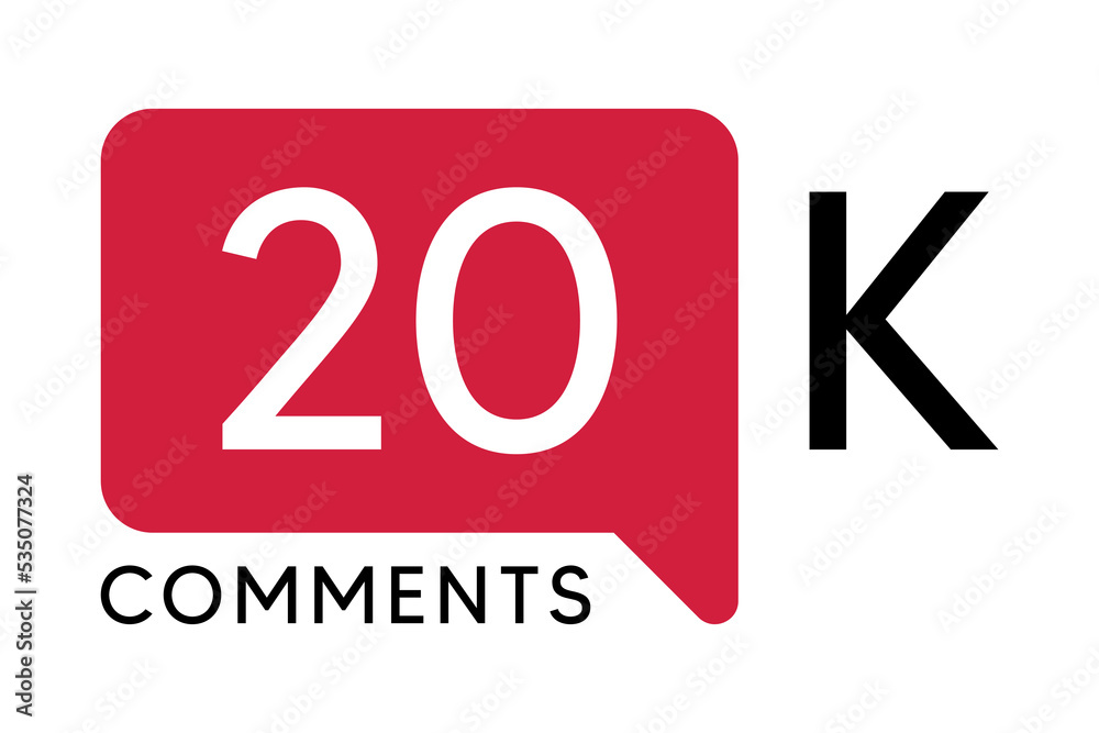 20K Comment banner template Vector illustration. Social Media Text. Amazing red color symbol on a white background 20K Comment banner template Vector illustration. Social Media Text. Amazing red color symbol on a white background