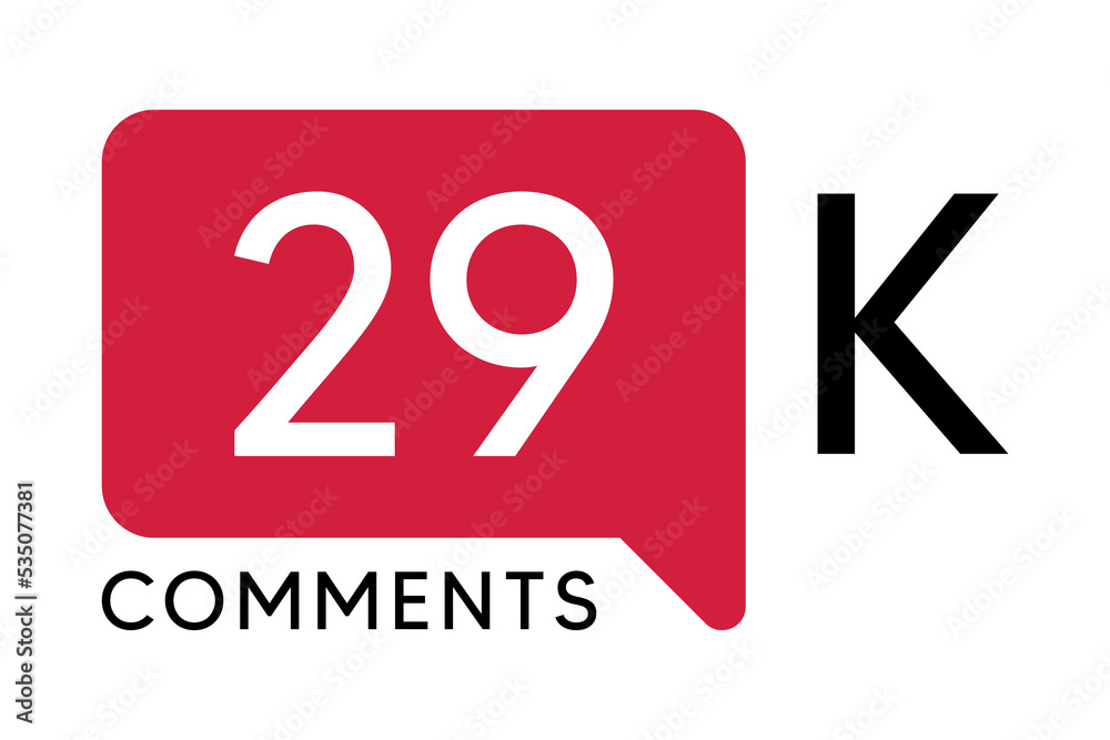 29K Comment banner template Vector illustration. Social Media Text. Amazing red color symbol on a white background 29K Comment banner template Vector illustration. Social Media Text. Amazing red color symbol on a white background