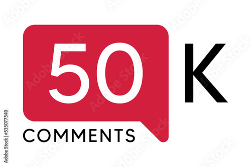 50K Comment banner template Vector illustration. Social Media Text. Amazing red color symbol on a white background